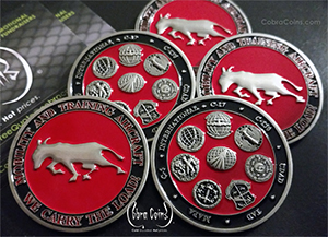 Incredibly detailed coin with 3D Front and 3D Back Antique Silver
enamel colors on both sides Mobility and Training Aircraft incredibly detailed seals cobra coins cobracoins.com